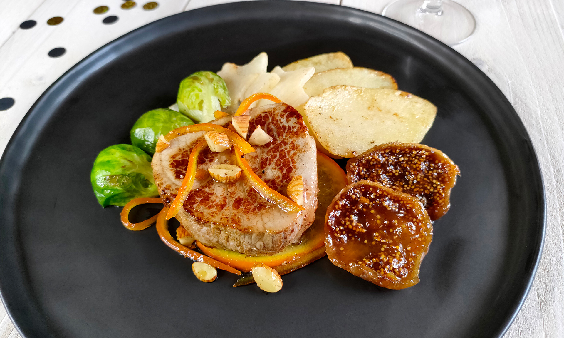 Recette de pavé de veau aux figues et oranges pour les fêtes - carre